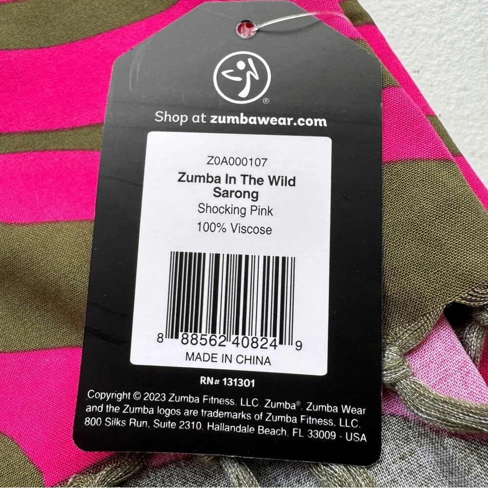 Zumba In The Wild Sarong Viscose Shocking Pink Zebra Printed Worn Multiple Ways - Picture 6 of 9